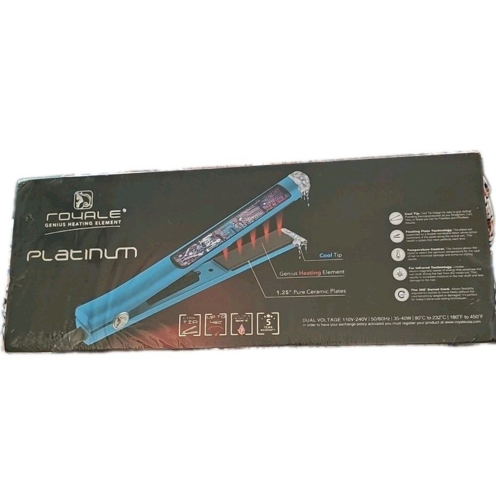 Royale Genius Heating Element Platinum Hair Straightener Pure Ceramic Plates